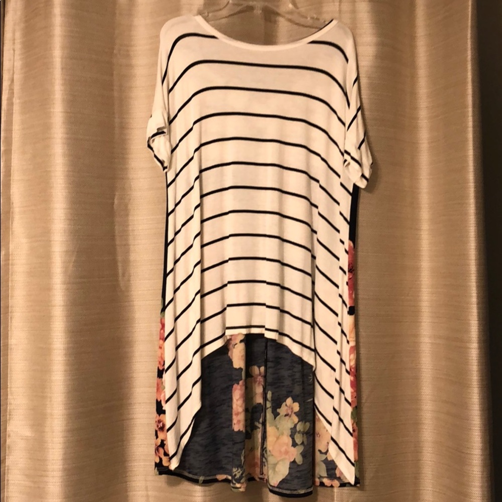 Floral and Striped High Low Top